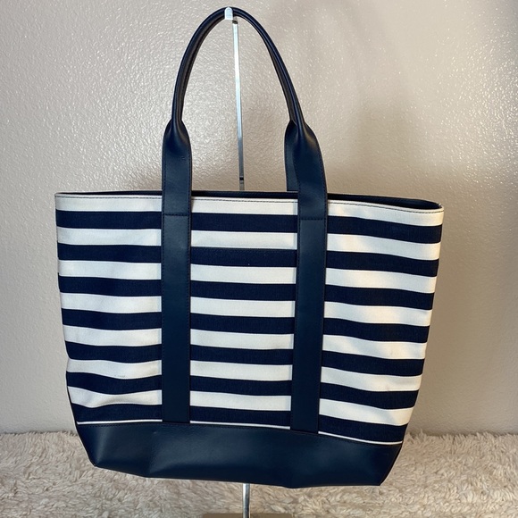 Michael Kors Fulton Canvas Striped Large Tote, Navy/White - Picture 2 of 7